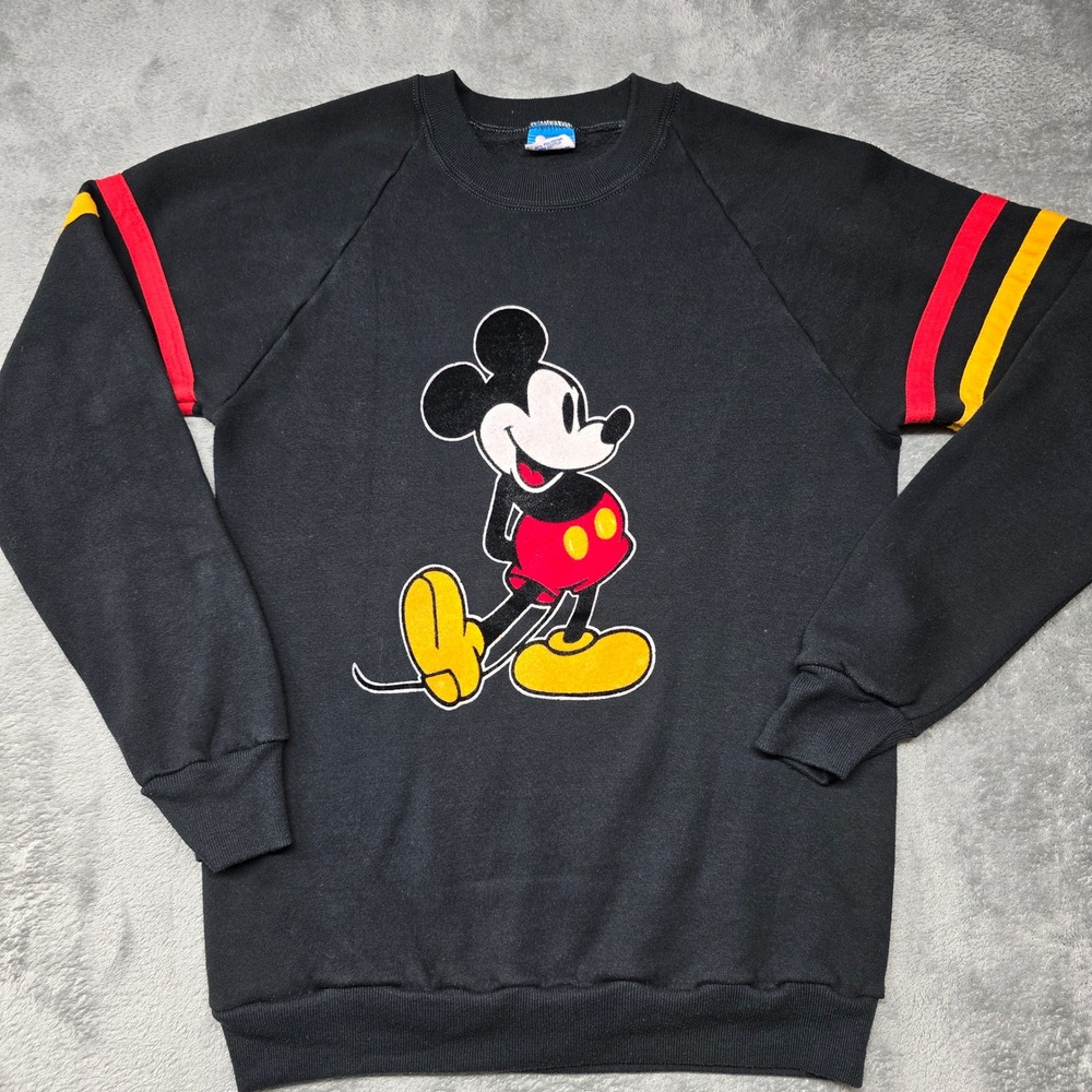 Vintage Disney Character Fashions Mickey Mouse Sweatshirt Medium Black Striped
